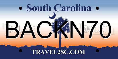 BACKN70 South Carolina License Plate