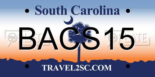 BACS15 South Carolina License Plate