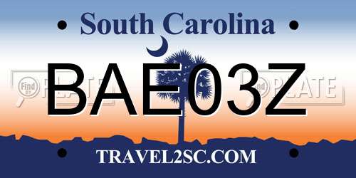 BAE03Z South Carolina License Plate