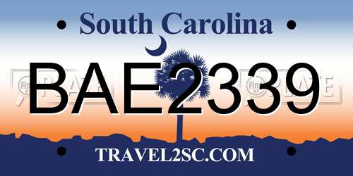 BAE2339 South Carolina License Plate