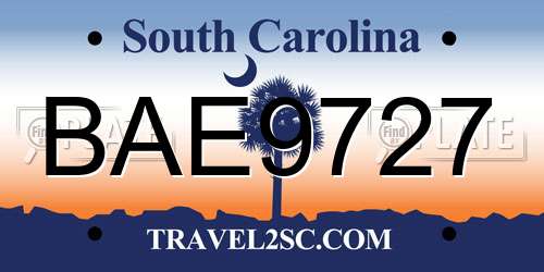 BAE9727 South Carolina License Plate