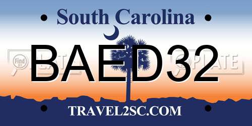 BAED32 South Carolina License Plate