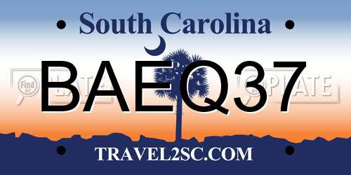 BAEQ37 South Carolina License Plate