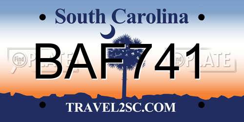BAF741 South Carolina License Plate