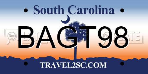 BAGT98 South Carolina License Plate