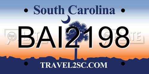 BAI2198 South Carolina License Plate