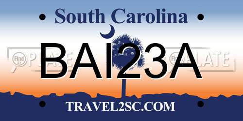 BAI23A South Carolina License Plate
