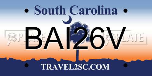 BAI26V South Carolina License Plate