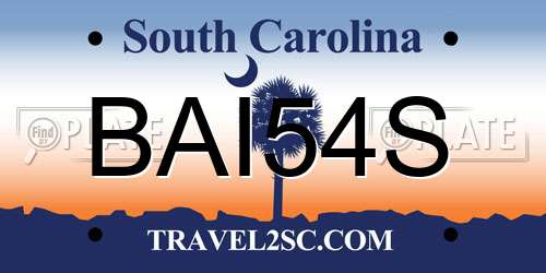 BAI54S South Carolina License Plate