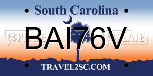 BAI76V South Carolina License Plate