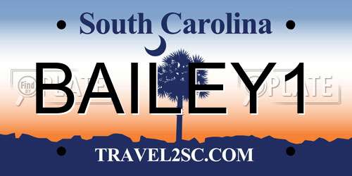 BAILEY1 South Carolina License Plate