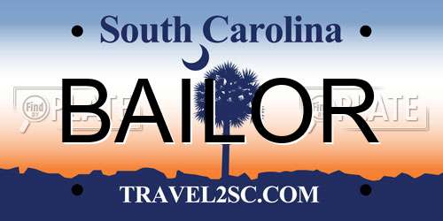 BAILOR South Carolina License Plate