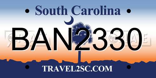 BAN2330 South Carolina License Plate