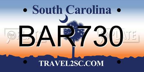 BAR730 South Carolina License Plate