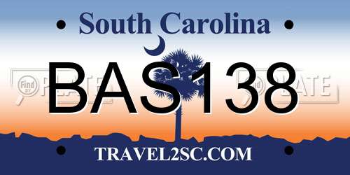 BAS138 South Carolina License Plate