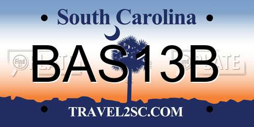BAS13B South Carolina License Plate