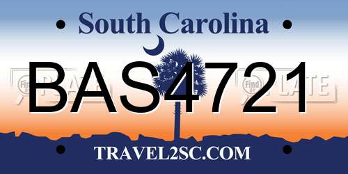 BAS4721 South Carolina License Plate