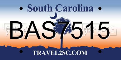 BAS7515 South Carolina License Plate