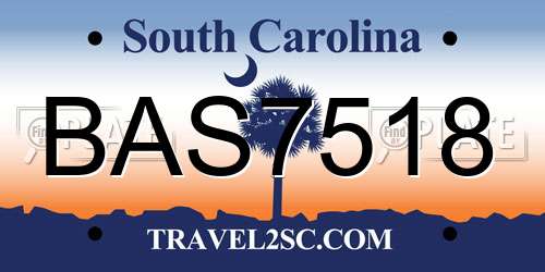 BAS7518 South Carolina License Plate