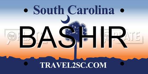 BASHIR South Carolina License Plate
