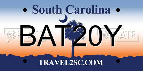 BAT20Y South Carolina License Plate