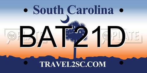 BAT21D South Carolina License Plate