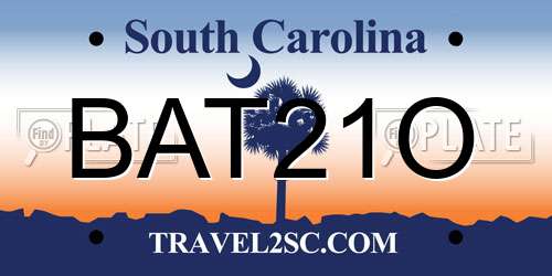 BAT21O South Carolina License Plate