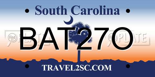 BAT27O South Carolina License Plate