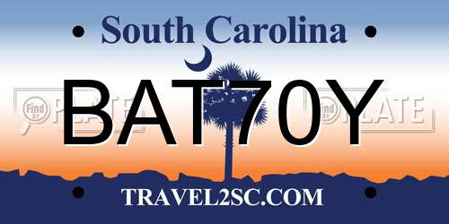 BAT70Y South Carolina License Plate