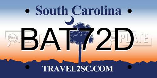 BAT72D South Carolina License Plate