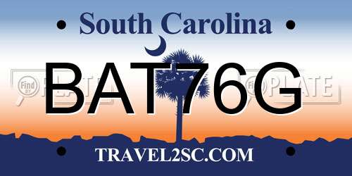 BAT76G South Carolina License Plate