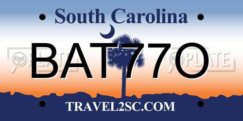 BAT77O South Carolina License Plate