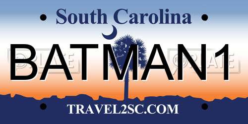 BATMAN1 South Carolina License Plate