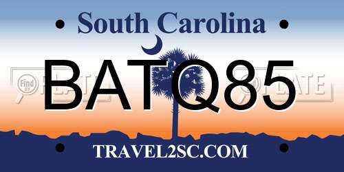 BATQ85 South Carolina License Plate