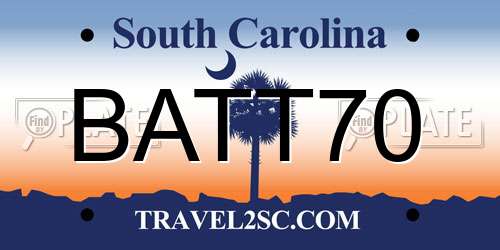 BATT70 South Carolina License Plate