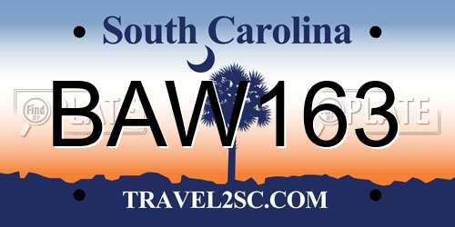 BAW163 South Carolina License Plate