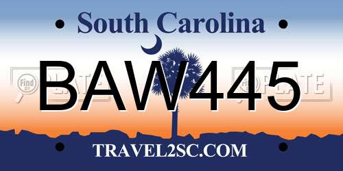 BAW445 South Carolina License Plate