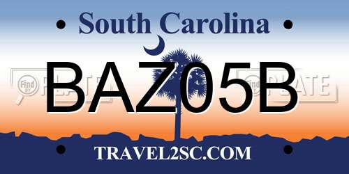 BAZ05B South Carolina License Plate