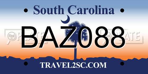 BAZ088 South Carolina License Plate