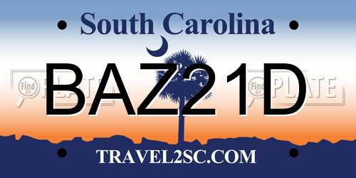 BAZ21D South Carolina License Plate