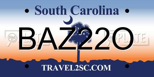 BAZ22O South Carolina License Plate