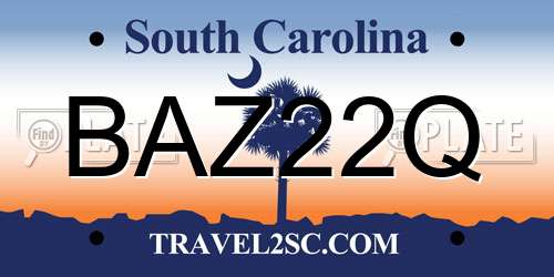 BAZ22Q South Carolina License Plate