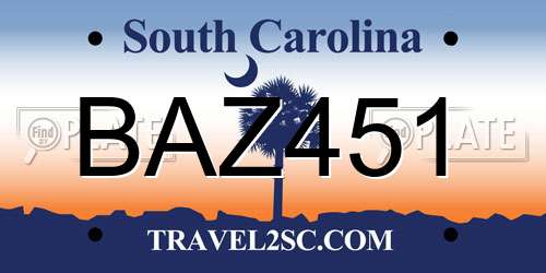 BAZ451 South Carolina License Plate