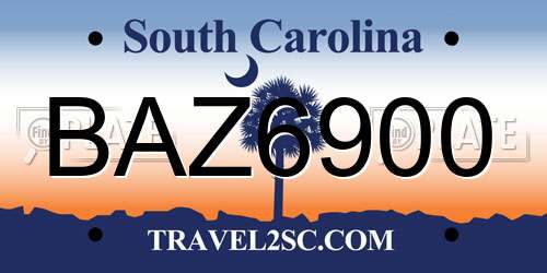 BAZ6900 South Carolina License Plate