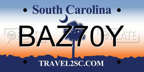 BAZ70Y South Carolina License Plate