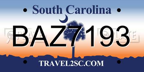 BAZ7193 South Carolina License Plate