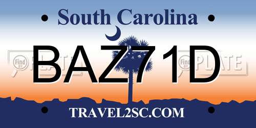 BAZ71D South Carolina License Plate