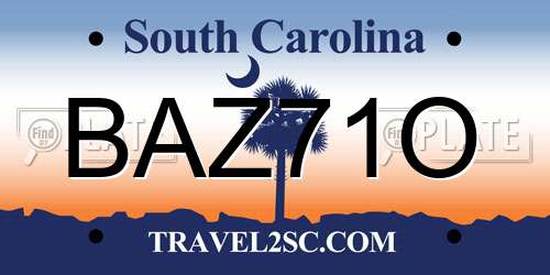 BAZ71O South Carolina License Plate