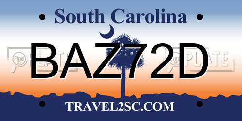 BAZ72D South Carolina License Plate