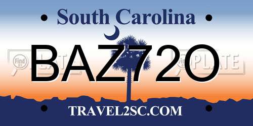 BAZ72O South Carolina License Plate